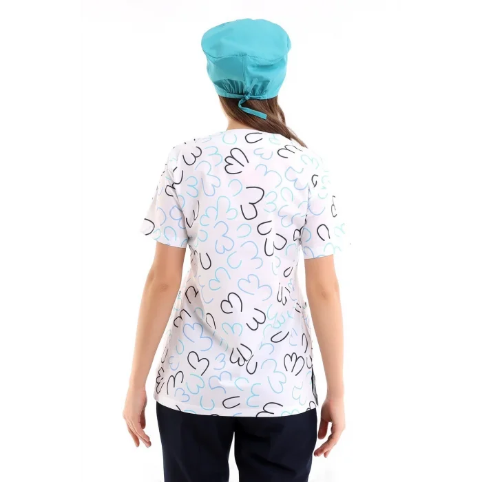 Zarf Yaka Desenli Üst - 5313 Beyaz Çizgili