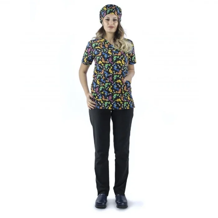 Zarf Yaka Desenli Üst - 9006 Dino