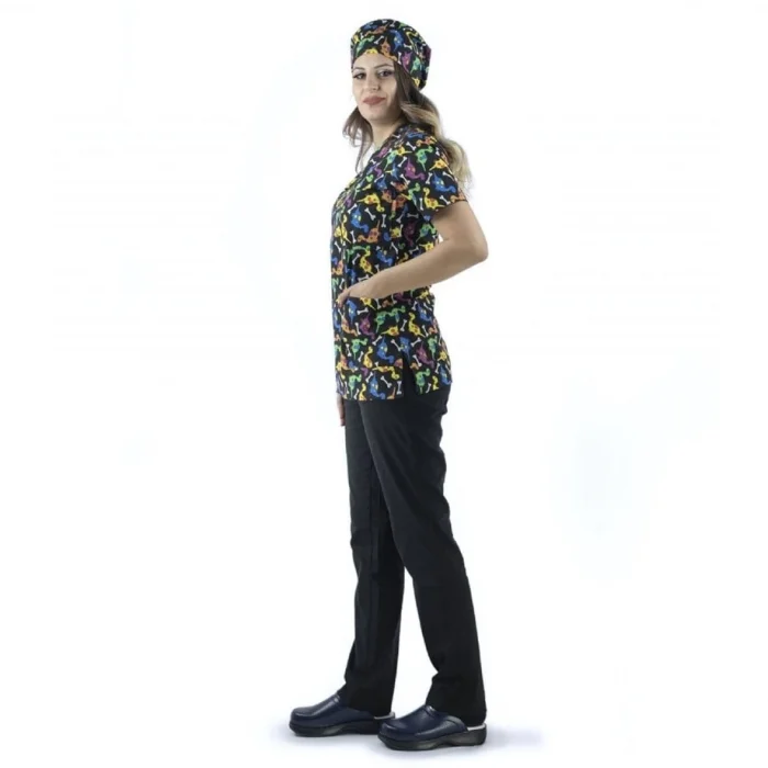 Zarf Yaka Desenli Üst - 9006 Dino