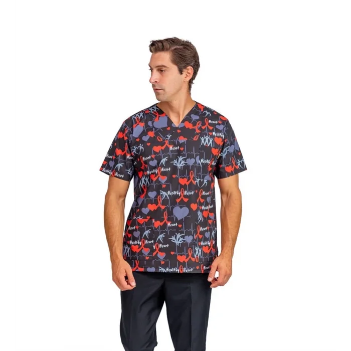 Zarf Yaka Erkek Desenli Üst - 4110 Kırmızı Kalpli