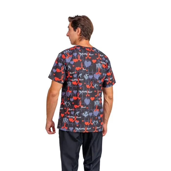 Zarf Yaka Erkek Desenli Üst - 4110 Kırmızı Kalpli