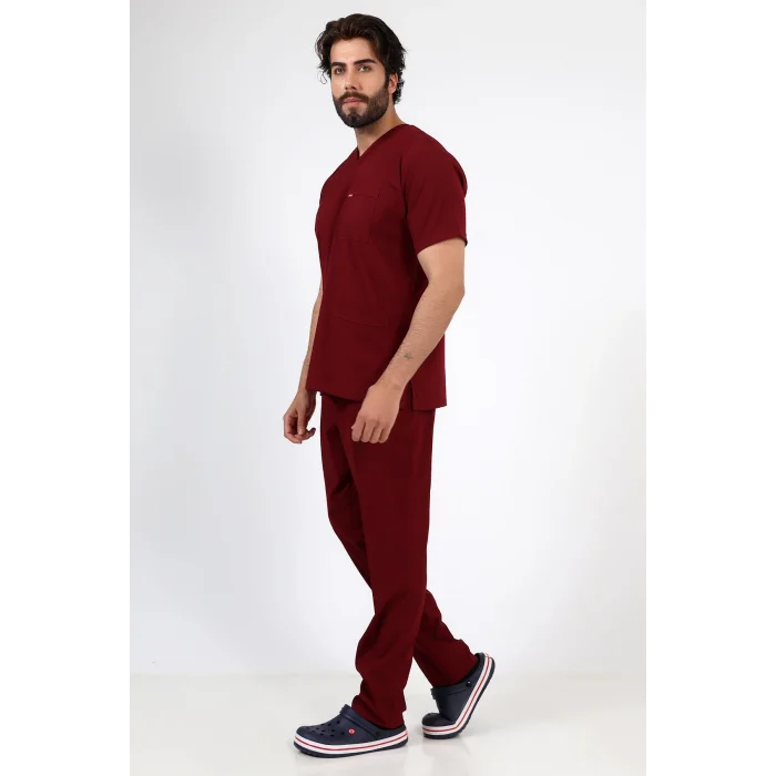 Zarf Yaka Erkek Likralı Takım - 6407 Bordo