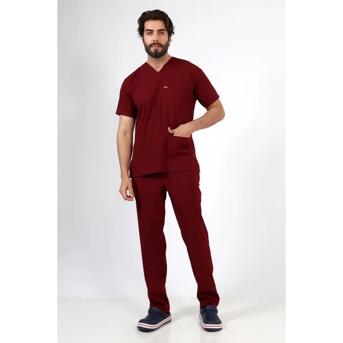 Zarf Yaka Erkek Likralı Takım - 6407 Bordo