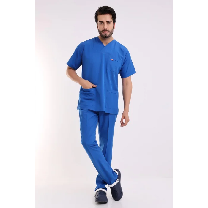 Zarf Yaka Erkek Likralı Takım - 6411 Saks Mavi