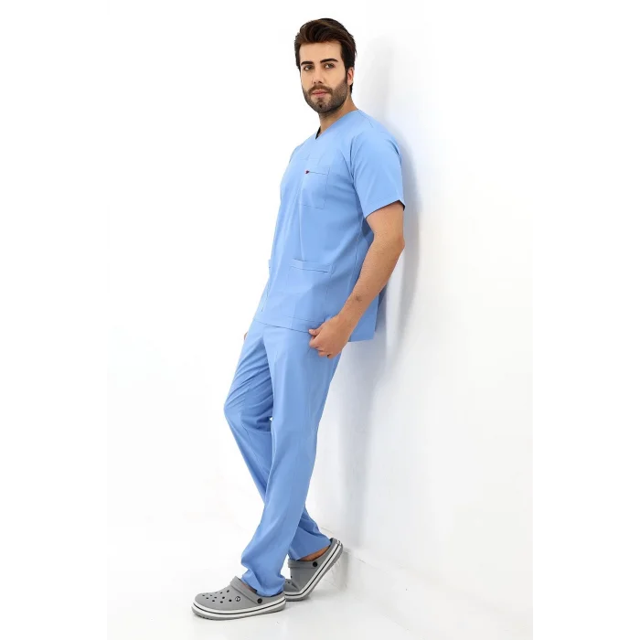 Zarf Yaka Erkek Likralı Takım - 6413 Açık Mavi