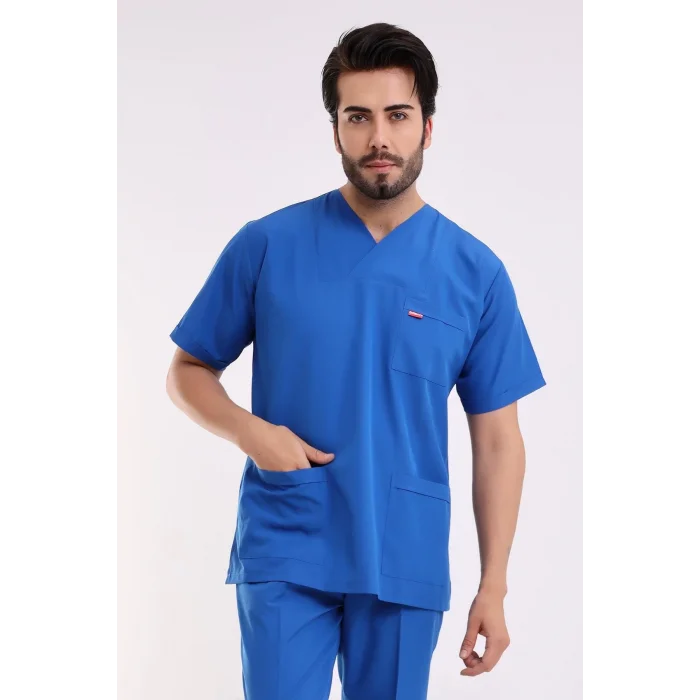 Zarf Yaka Erkek Likralı Tek Üst - 6411 Saks Mavi