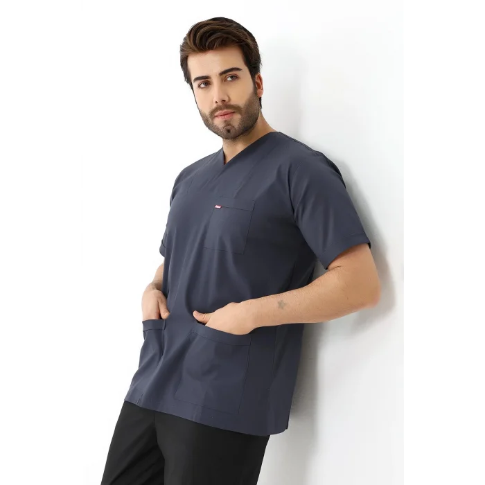 Zarf Yaka Erkek Likralı Tek Üst - 6417 Füme