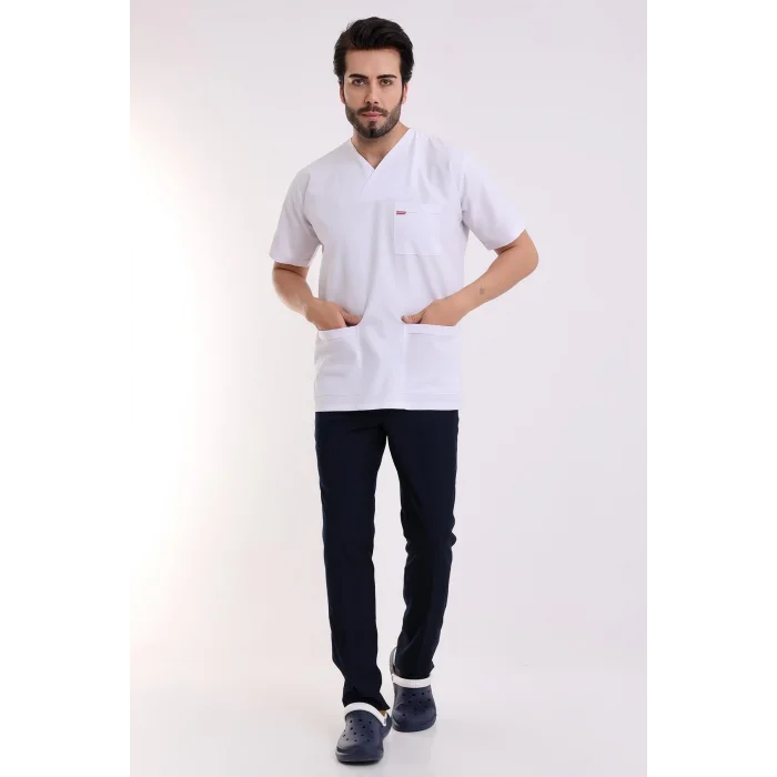 Zarf Yaka Erkek Takım - Beyaz Lacivert