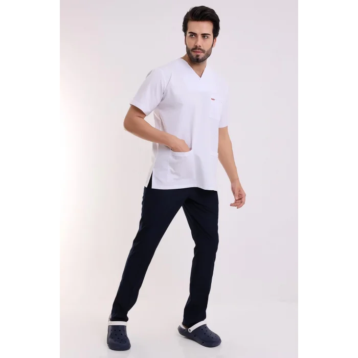 Zarf Yaka Erkek Takım - Beyaz Lacivert