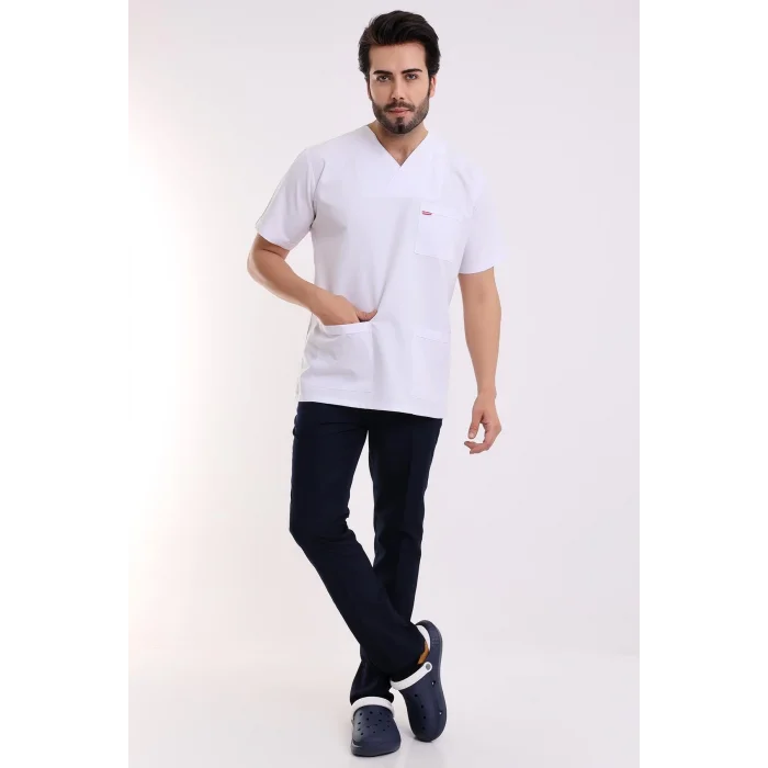 Zarf Yaka Erkek Takım - Beyaz Lacivert