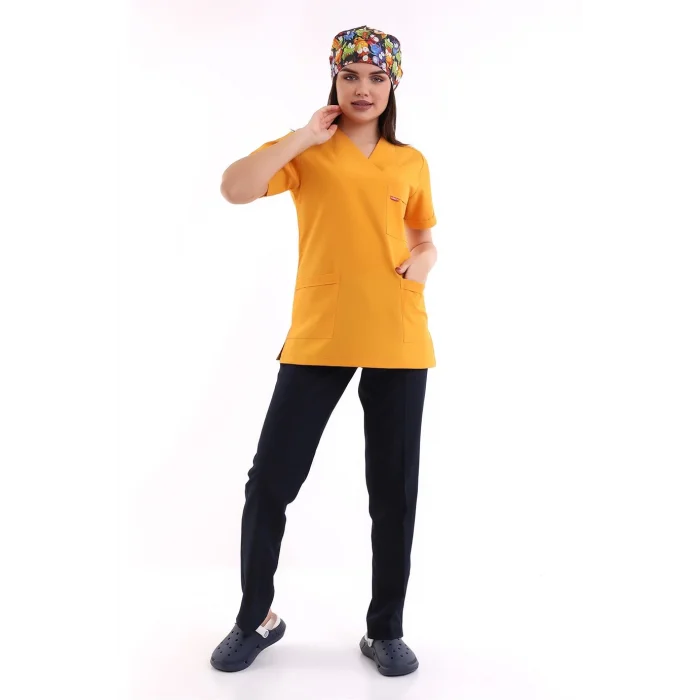 Zarf Yaka Kadın Takım - Hardal Lacivert