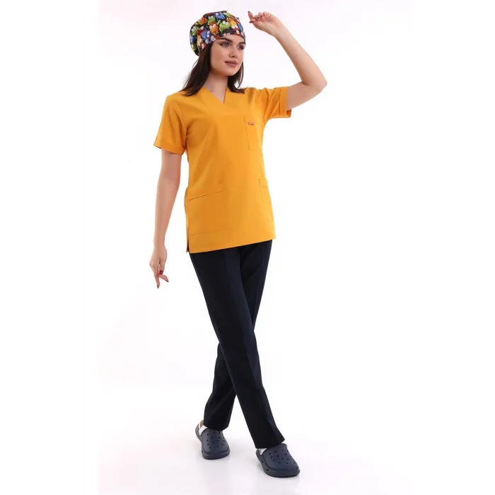 Zarf Yaka Kadın Takım - Hardal Lacivert