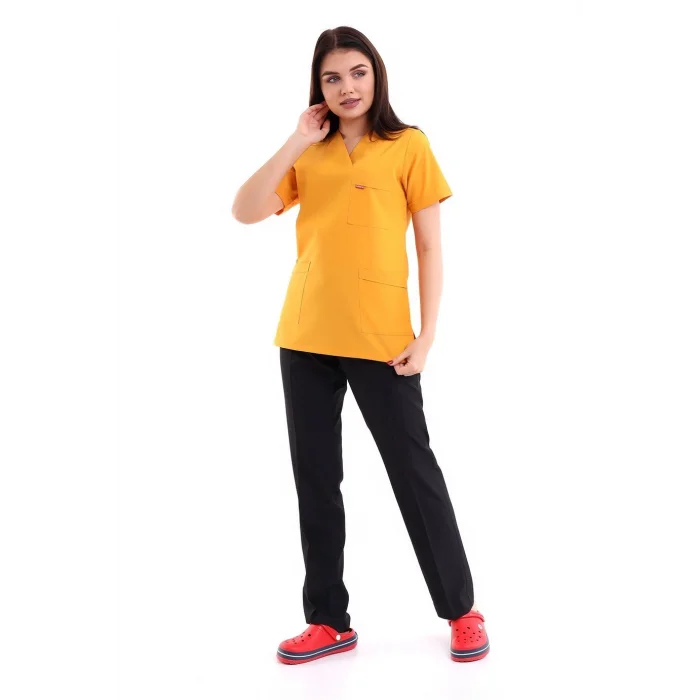 Zarf Yaka Kadın Takım - Hardal Siyah