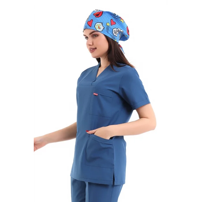 Zarf Yaka Kadın Tek Üst - 37 Petrol Mavi