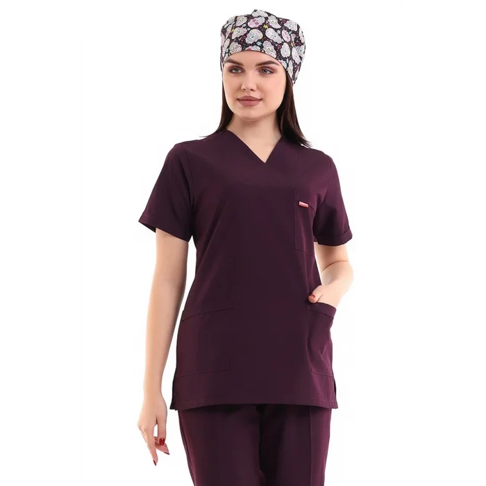 Zarf Yaka Kadın Tek Üst - 64 Mürdüm