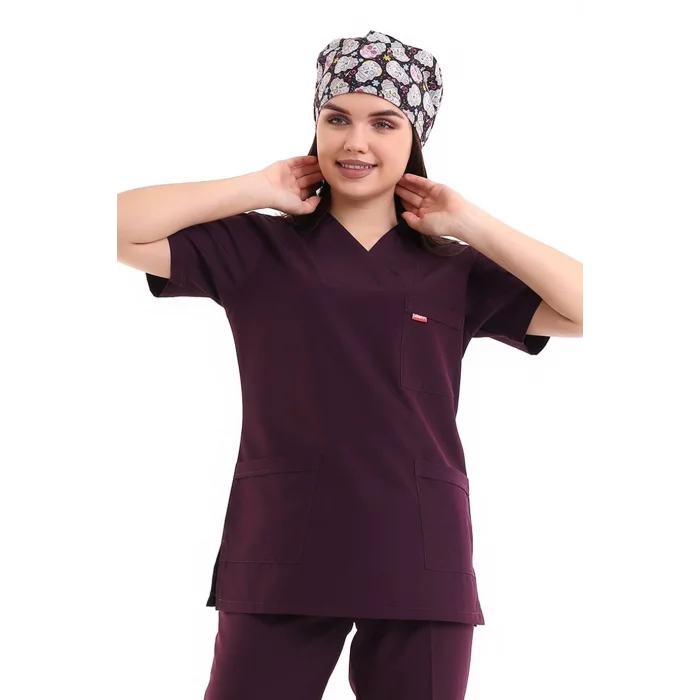 Zarf Yaka Kadın Tek Üst - 64 Mürdüm