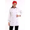 Kadın Aşçı Ceketi - Likralı Beyaz