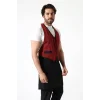 Askılı Yelekli Garson Önlüğü - 401 Kırmızı Kareli