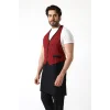 Askılı Yelekli Garson Önlüğü - 401 Kırmızı Kareli