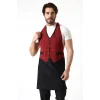 Askılı Yelekli Garson Önlüğü - 401 Kırmızı Kareli