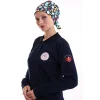 Paramedik Yakalı Tunik Nakışlı - Lacivert