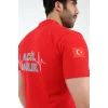 Acil Sağlık Yakalı Tshirt Kısa Kol Nakışlı - Kırmızı