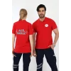 Acil Sağlık Yakalı Tshirt Kısa Kol Nakışlı - Kırmızı