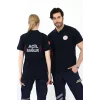 Acil Sağlık Yakalı Unisex Tshirt Kısa Kol Nakışlı - Lacivert