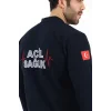 Acil Sağlık Yakalı Unisex Tshirt Uzun Kol Nakışlı - Lacivert