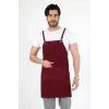 Barista Askılı Önlük Çift Cepli - Bordo