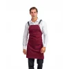 Barista Askılı Önlük Çift Cepli Deri Kemerli Bordo