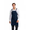 Barista Askılı Önlük Çift Cepli Deri Kemerli Lacivert