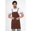 Barista Askılı Önlük Çift Cepli - Kahve