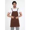 Barista Askılı Önlük Çift Cepli - Kahve