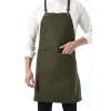Barista Askılı Önlük Çift Cepli - Yeşil