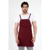 Barista Askılı Önlük Kanguru Cepli - Bordo