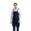 Barista Askılı Önlük Kanguru Cepli Deri Kemerli - Lacivert