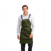 Barista Askılı Önlük Kanguru Cepli Deri Kemerli - Yeşil