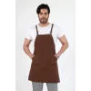 Barista Askılı Önlük Kanguru Cepli - Kahve