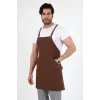 Barista Askılı Önlük Kanguru Cepli - Kahve