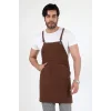 Barista Askılı Önlük Kanguru Cepli - Kahve