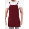 Barista Askılı Önlük Tek Cepli - Bordo