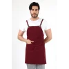 Barista Askılı Önlük Tek Cepli - Bordo