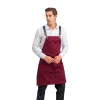 Barista Askılı Önlük Tek Cepli Deri Kemerli - Bordo