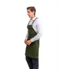 Barista Askılı Önlük Tek Cepli Deri Kemerli - Yeşil