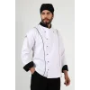 Erkek Aşçı Ceket 01 - Beyaz Siyah Biye