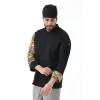 Erkek Likralı Kol Desenli Aşçı Ceket - 6403 Siyah Renkli Daire
