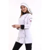 Kadın Aşçı Ceket 01 - Beyaz Siyah Biye