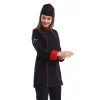 Kadın Aşçı Ceket 01 - Siyah Kırmızı Biye