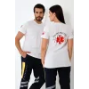 Paramedik Yuvarlak Yaka Penye Kısa Kol Tshirt - Beyaz